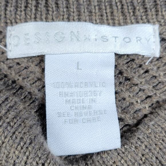 Design History Sweater Dress Womens L Brown Rib Angle Knit Pull On Midi Casual - Picture 8 of 13